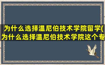 为什么选择温尼伯技术学院留学(为什么选择温尼伯技术学院这个专业)