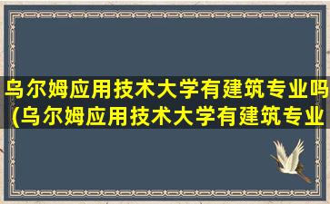 乌尔姆应用技术大学有建筑专业吗(乌尔姆应用技术大学有建筑专业吗多少分)