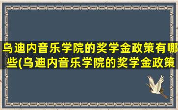 乌迪内音乐学院的奖学金政策有哪些(乌迪内音乐学院的奖学金政策怎么样)