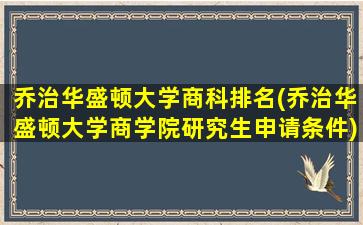 乔治华盛顿大学商科排名(乔治华盛顿大学商学院研究生申请条件)