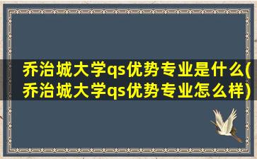 乔治城大学qs优势专业是什么(乔治城大学qs优势专业怎么样)