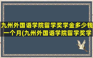 九州外国语学院留学奖学金多少钱一个月(九州外国语学院留学奖学金多少钱啊)