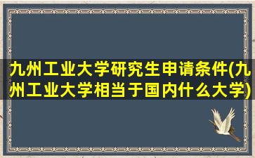 九州工业大学研究生申请条件(九州工业大学相当于国内什么大学)