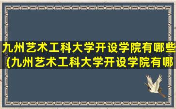 九州艺术工科大学开设学院有哪些(九州艺术工科大学开设学院有哪些学校)