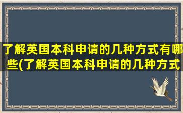 了解英国本科申请的几种方式有哪些(了解英国本科申请的几种方式英语作文)