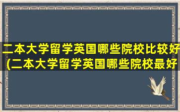 二本大学留学英国哪些院校比较好(二本大学留学英国哪些院校最好)