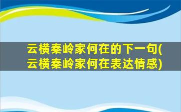 云横秦岭家何在的下一句(云横秦岭家何在表达情感)