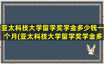 亚太科技大学留学奖学金多少钱一个月(亚太科技大学留学奖学金多少钱啊)