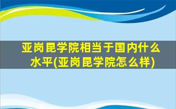 亚岗昆学院相当于国内什么水平(亚岗昆学院怎么样)