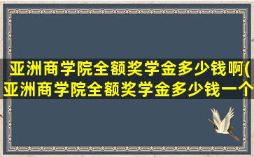 亚洲商学院全额奖学金多少钱啊(亚洲商学院全额奖学金多少钱一个月)