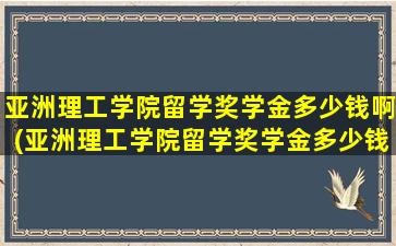 亚洲理工学院留学奖学金多少钱啊(亚洲理工学院留学奖学金多少钱一个月)