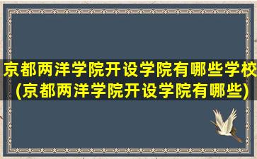 京都两洋学院开设学院有哪些学校(京都两洋学院开设学院有哪些)