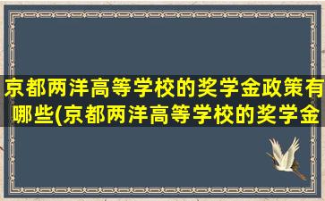 京都两洋高等学校的奖学金政策有哪些(京都两洋高等学校的奖学金政策如何)