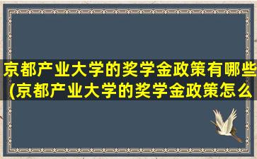 京都产业大学的奖学金政策有哪些(京都产业大学的奖学金政策怎么样)