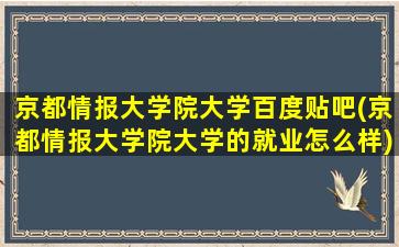 京都情报大学院大学百度贴吧(京都情报大学院大学的就业怎么样)