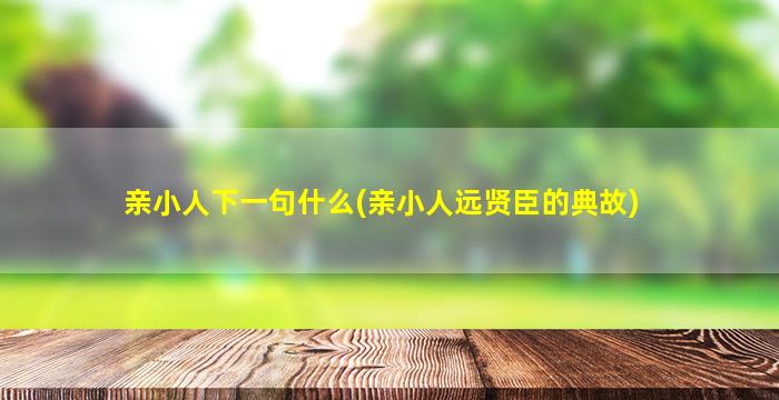 亲小人下一句什么(亲小人远贤臣的典故)