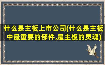 什么是主板上市公司(什么是主板中最重要的部件,是主板的灵魂)