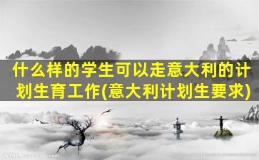 什么样的学生可以走意大利的计划生育工作(意大利计划生要求)