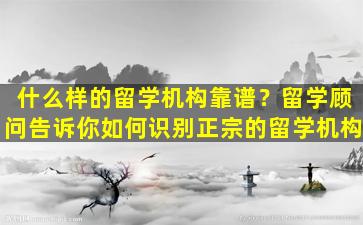 什么样的留学机构靠谱？留学顾问告诉你如何识别正宗的留学机构