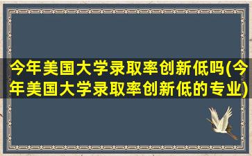 今年美国大学录取率创新低吗(今年美国大学录取率创新低的专业)