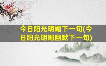 今日阳光明媚下一句(今日阳光明媚幽默下一句)