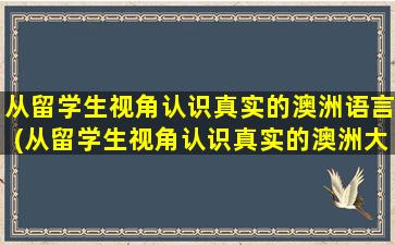 从留学生视角认识真实的澳洲语言(从留学生视角认识真实的澳洲大学)