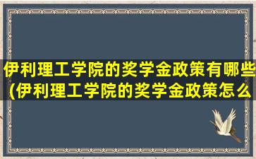 伊利理工学院的奖学金政策有哪些(伊利理工学院的奖学金政策怎么样)