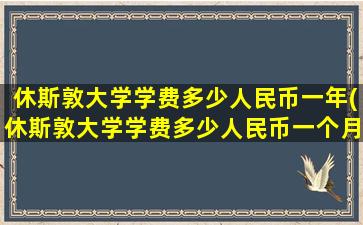 休斯敦大学学费多少人民币一年(休斯敦大学学费多少人民币一个月)