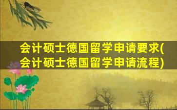 会计硕士德国留学申请要求(会计硕士德国留学申请流程)