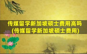 传媒留学新加坡硕士费用高吗(传媒留学新加坡硕士费用)