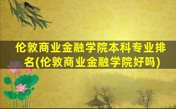 伦敦商业金融学院本科专业排名(伦敦商业金融学院好吗)