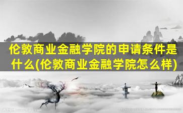 伦敦商业金融学院的申请条件是什么(伦敦商业金融学院怎么样)