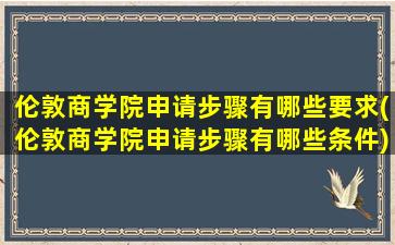 伦敦商学院申请步骤有哪些要求(伦敦商学院申请步骤有哪些条件)