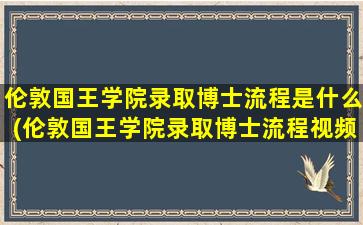 伦敦国王学院录取博士流程是什么(伦敦国王学院录取博士流程视频)