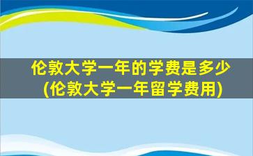 伦敦大学一年的学费是多少(伦敦大学一年留学费用)