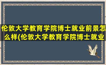 伦敦大学教育学院博士就业前景怎么样(伦敦大学教育学院博士就业前景分析)