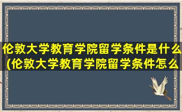 伦敦大学教育学院留学条件是什么(伦敦大学教育学院留学条件怎么样)