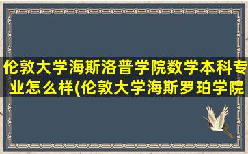 伦敦大学海斯洛普学院数学本科专业怎么样(伦敦大学海斯罗珀学院)