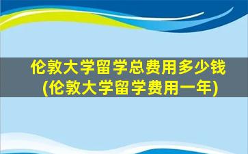 伦敦大学留学总费用多少钱(伦敦大学留学费用一年)