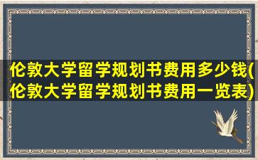 伦敦大学留学规划书费用多少钱(伦敦大学留学规划书费用一览表)