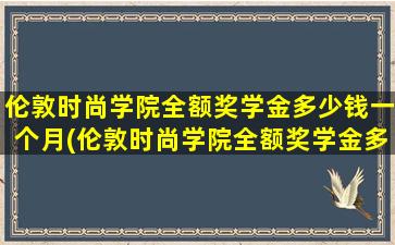 伦敦时尚学院全额奖学金多少钱一个月(伦敦时尚学院全额奖学金多少钱啊)