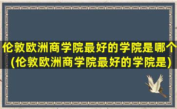 伦敦欧洲商学院最好的学院是哪个(伦敦欧洲商学院最好的学院是)