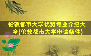 伦敦都市大学优势专业介绍大全(伦敦都市大学申请条件)