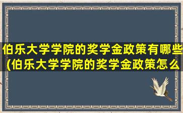 伯乐大学学院的奖学金政策有哪些(伯乐大学学院的奖学金政策怎么样)