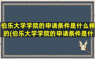 伯乐大学学院的申请条件是什么样的(伯乐大学学院的申请条件是什么意思)