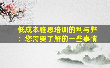 低成本雅思培训的利与弊：您需要了解的一些事情