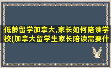 低龄留学加拿大,家长如何陪读学校(加拿大留学生家长陪读需要什么手续)