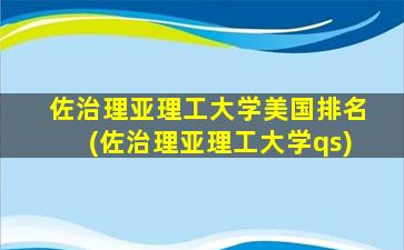 佐治理亚理工大学美国排名(佐治理亚理工大学qs)