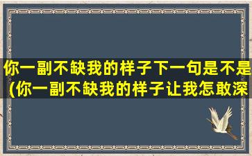 你一副不缺我的样子下一句是不是(你一副不缺我的样子让我怎敢深拥)