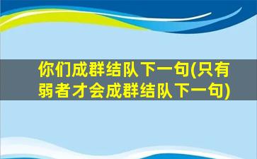 你们成群结队下一句(只有弱者才会成群结队下一句)